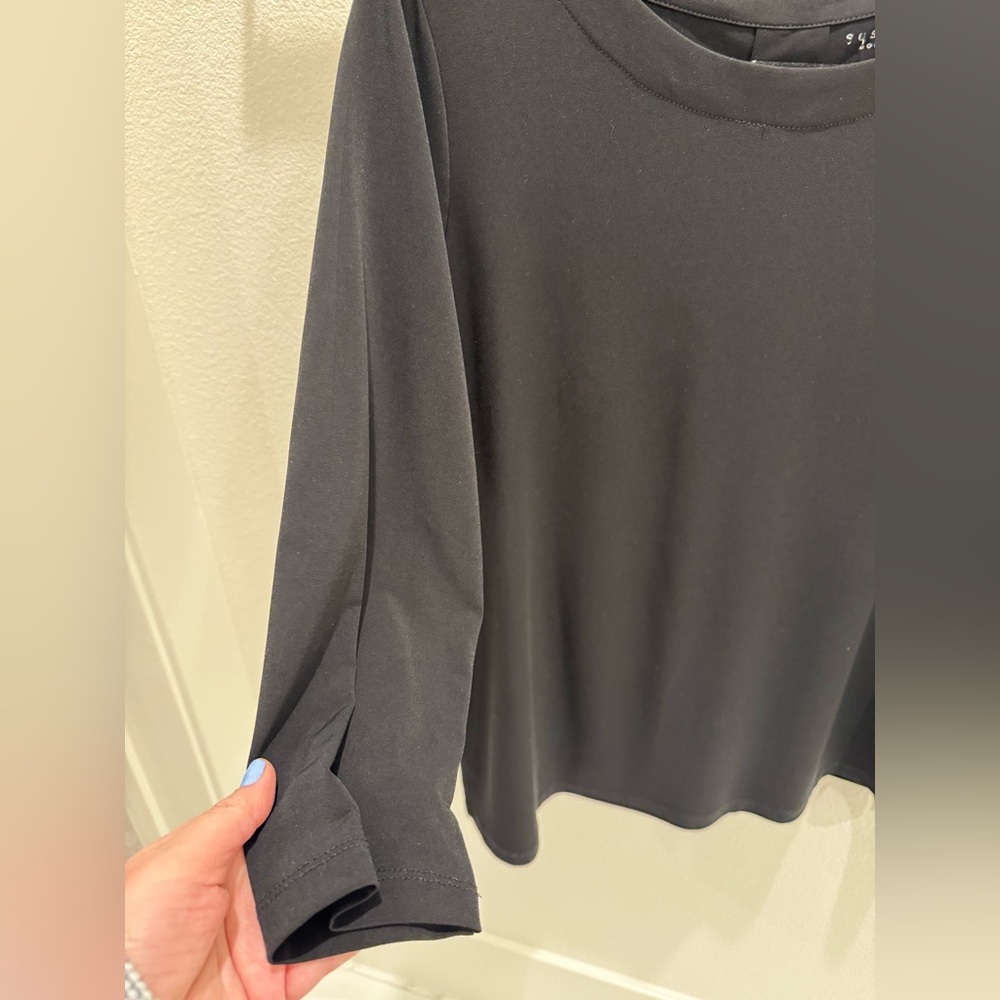 Susan Graver medium petite Elegant Black Women's Top 3/4 sleeve boat neck - Picture 3 of 4
